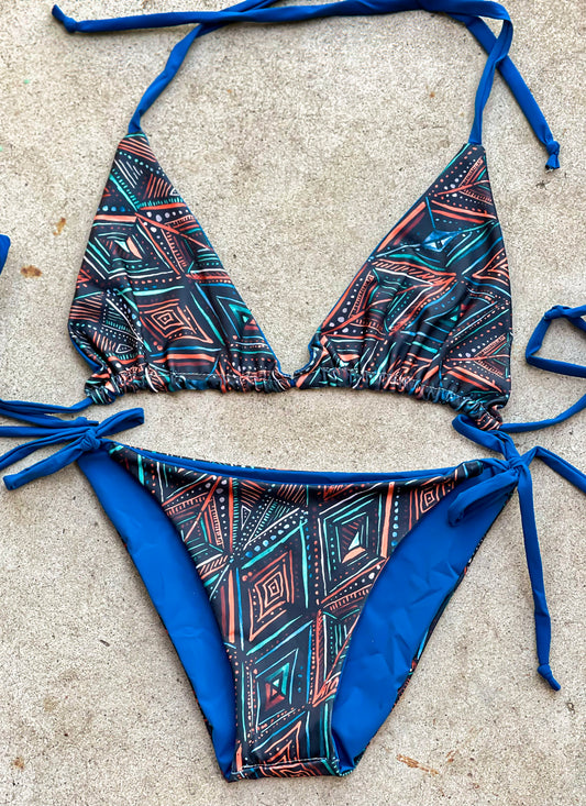 Teal Mudcloth Swimsuit