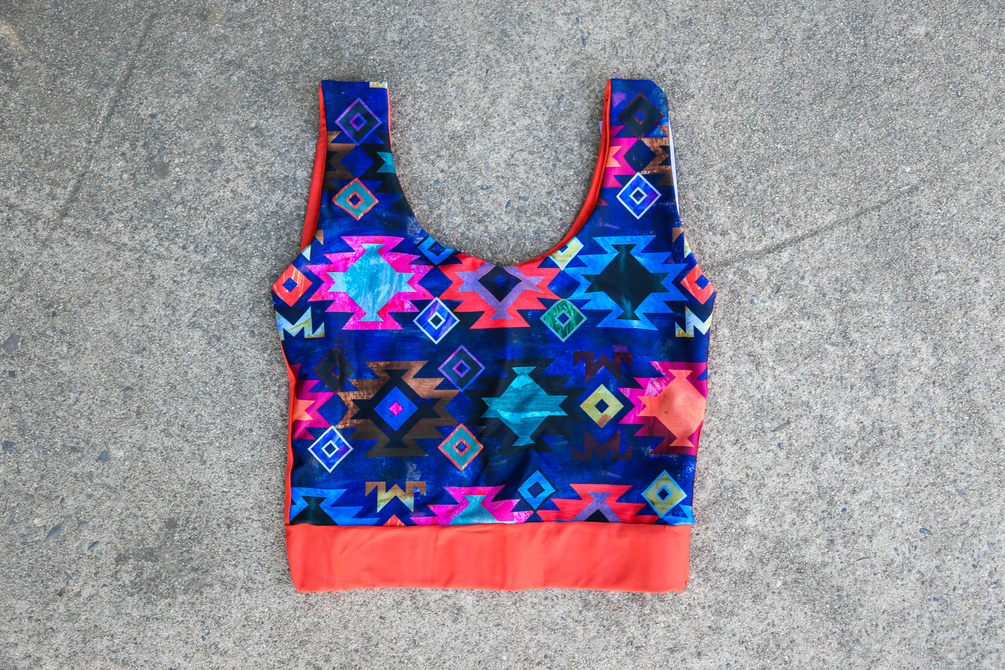 Coral Aztec Sports Bra Top