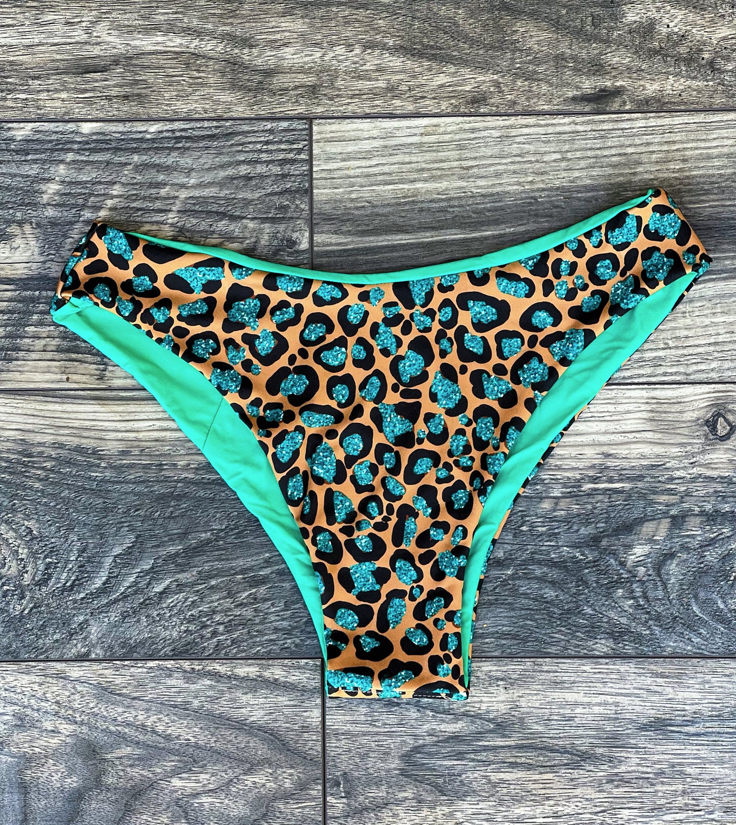 Reversible Glitter Turquoise Cheetah Bottoms