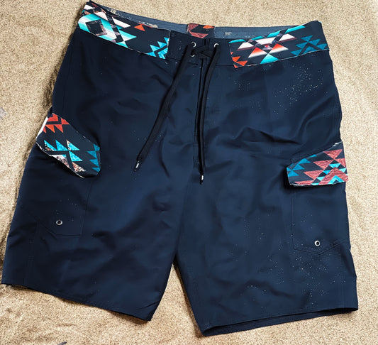 Black and Aztec Swimtrunks